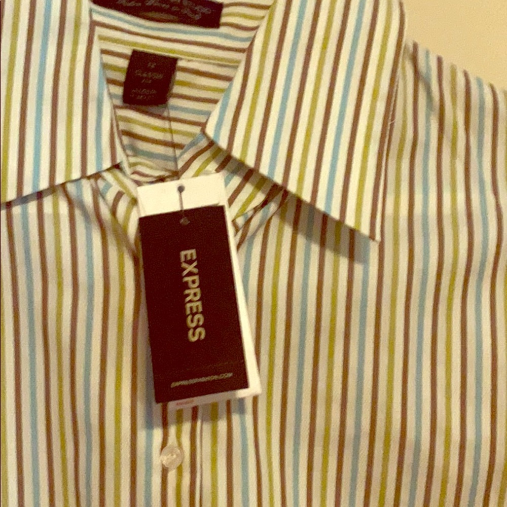 Express Light Blue / Green / Brown Button Up